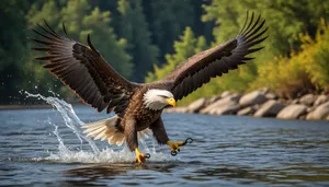 Bald Eagle with Piercing Gaze and Powerful Wings