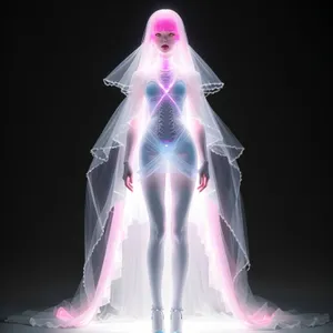 Human body x-ray depicting skeletal system in ice form.