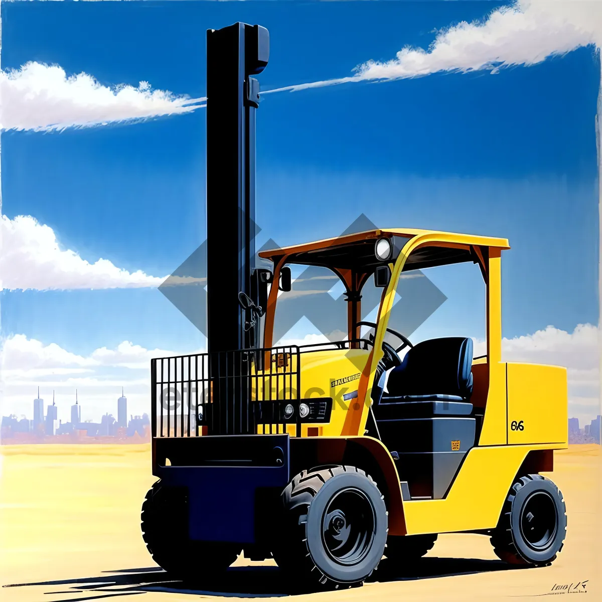 Picture of Yellow Industrial Forklift in Action