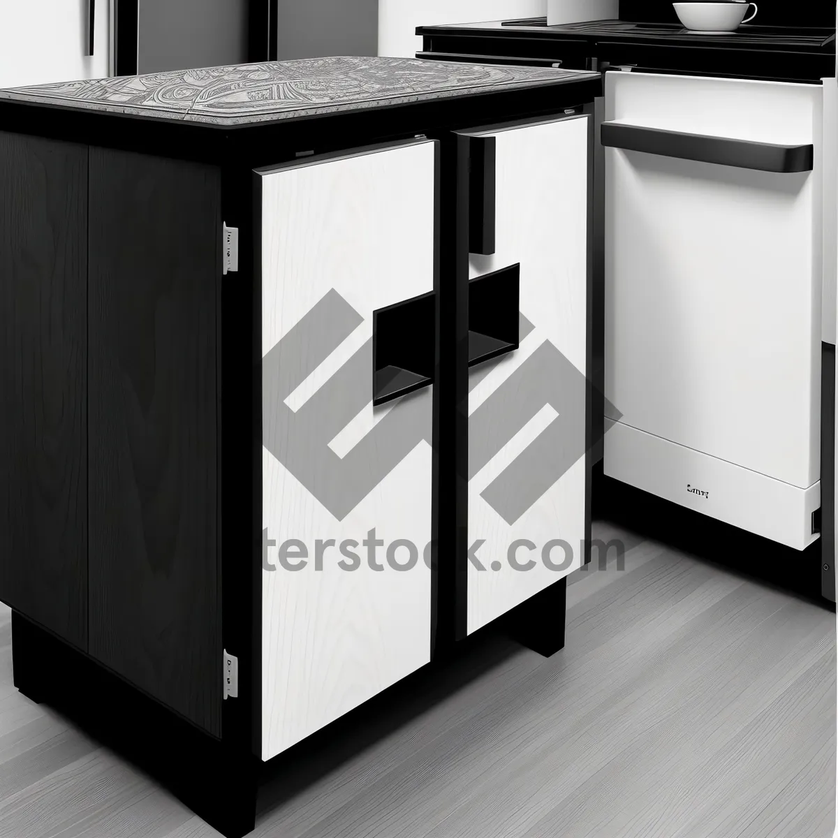 Picture of Modern Office Furniture with File Cabinet, Sink, and Counter