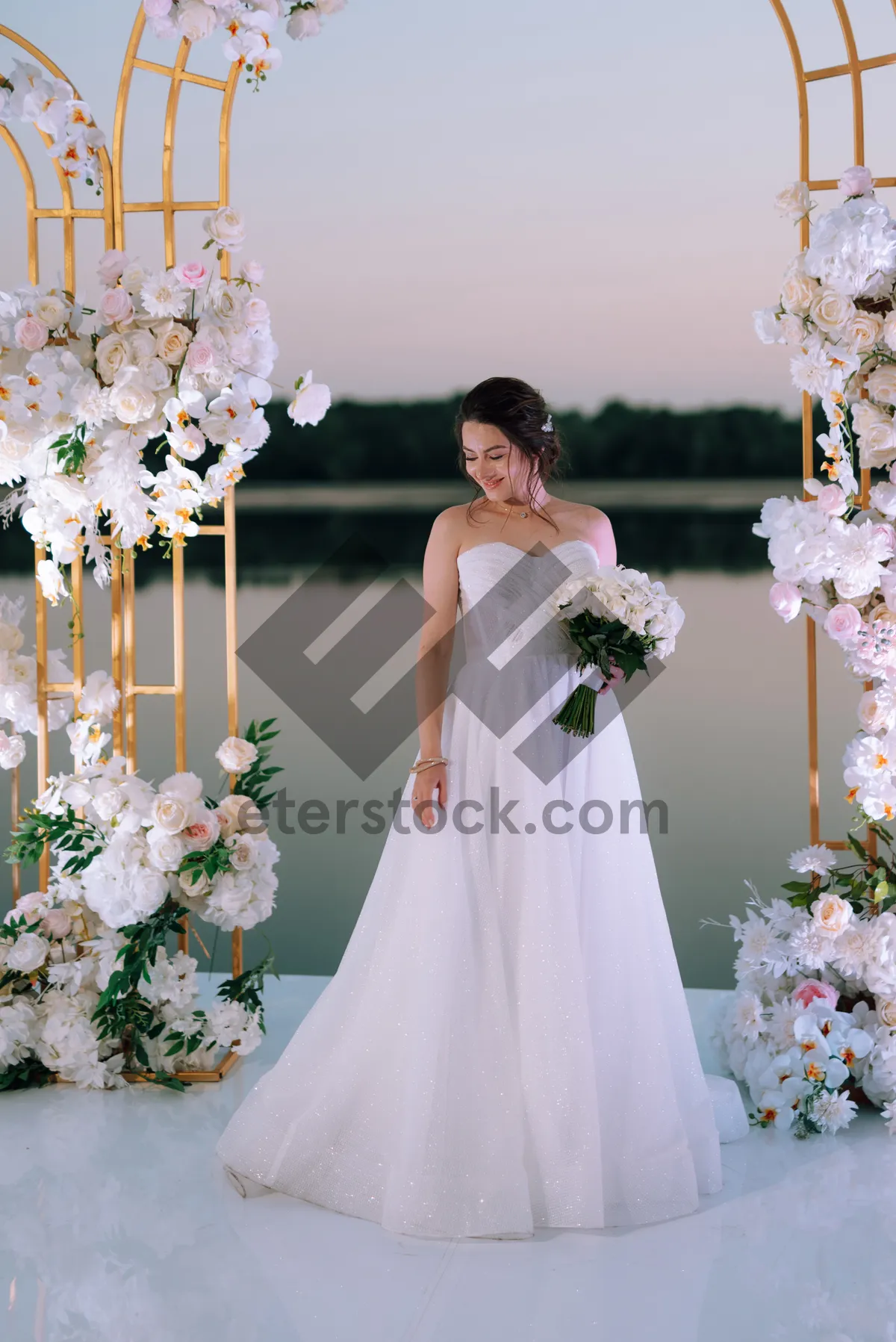 Picture of Happy bride and groom wedding portrait