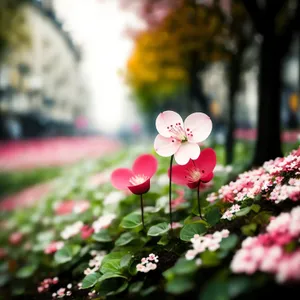 Spring Blooming Pink Spirea Blossom in Garden