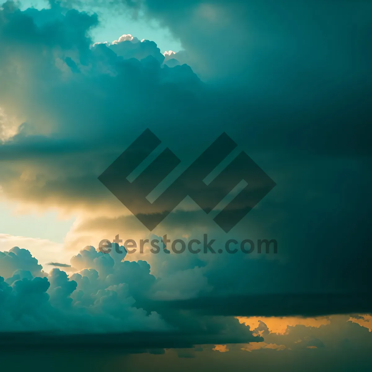 Picture of Sunlit Sky with Fluffy Clouds
