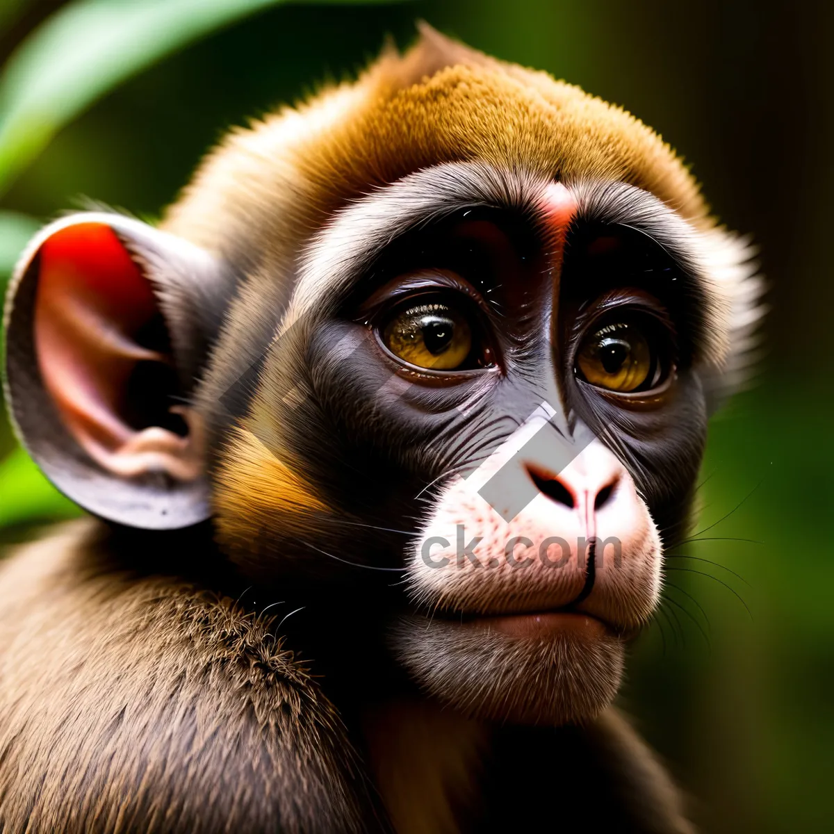 Picture of Wild Orangutan Clinging to Tree Branch