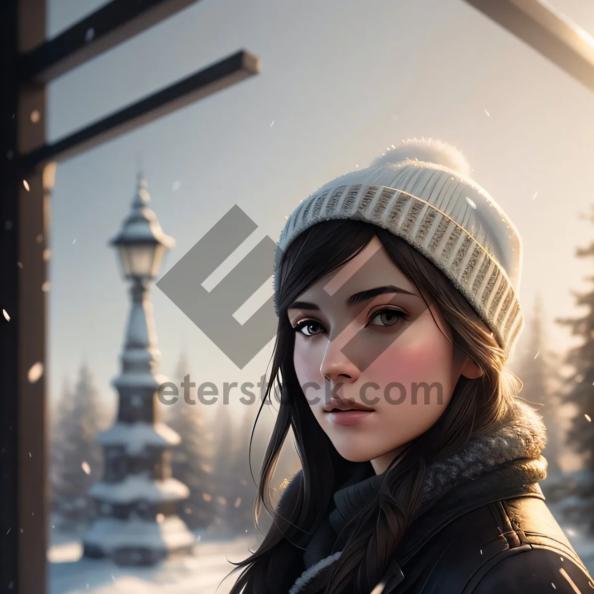 Picture of Winter Smiles: Joyful Adult with Fashionable Hat