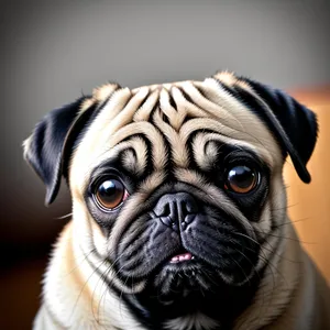 Adorable Wrinkly Pug Dog Portrait
