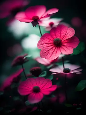 Vibrant Pink Petunias in a Blooming Garden