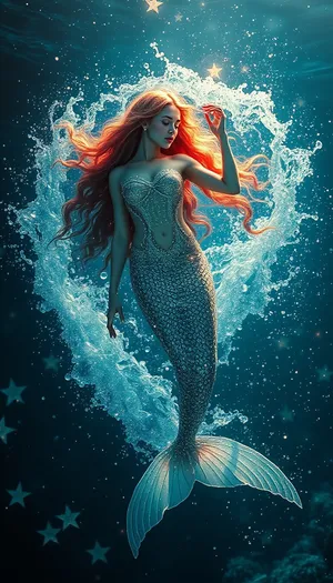 Sexy woman posing in the sea splash art.