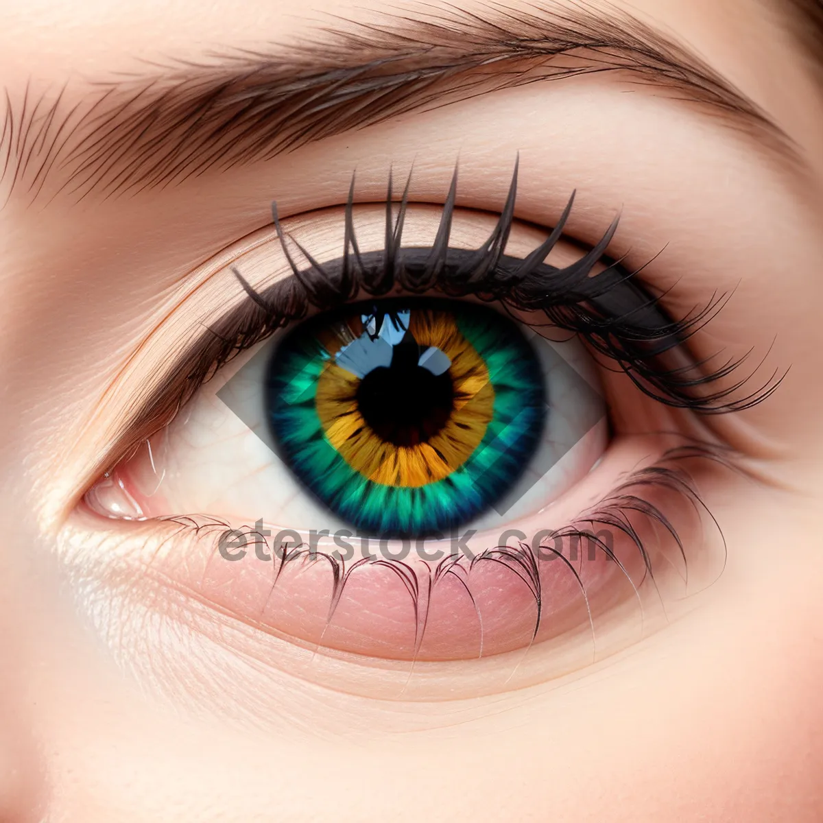 Picture of Dramatic Eye Makeup Enhancement: Close-Up View