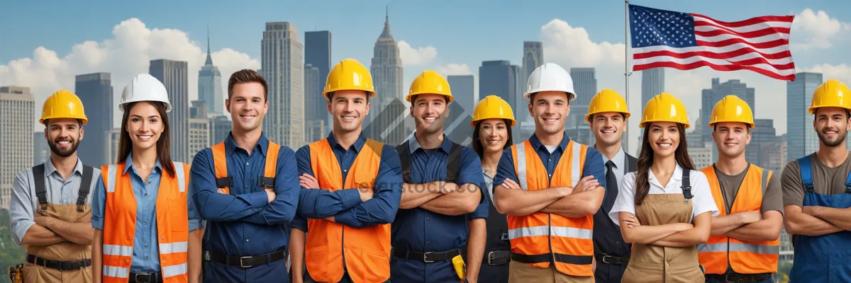 Picture of Smiling Male Construction Worker in Hardhat at Job Site