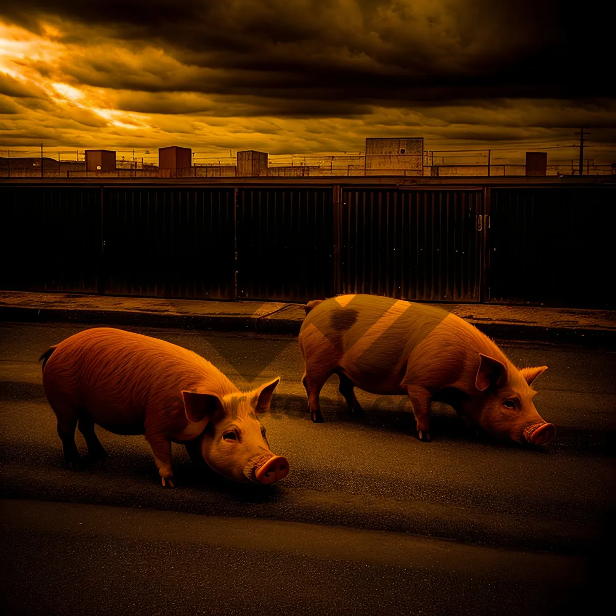 Picture of Grass-grazing piglet on a farm