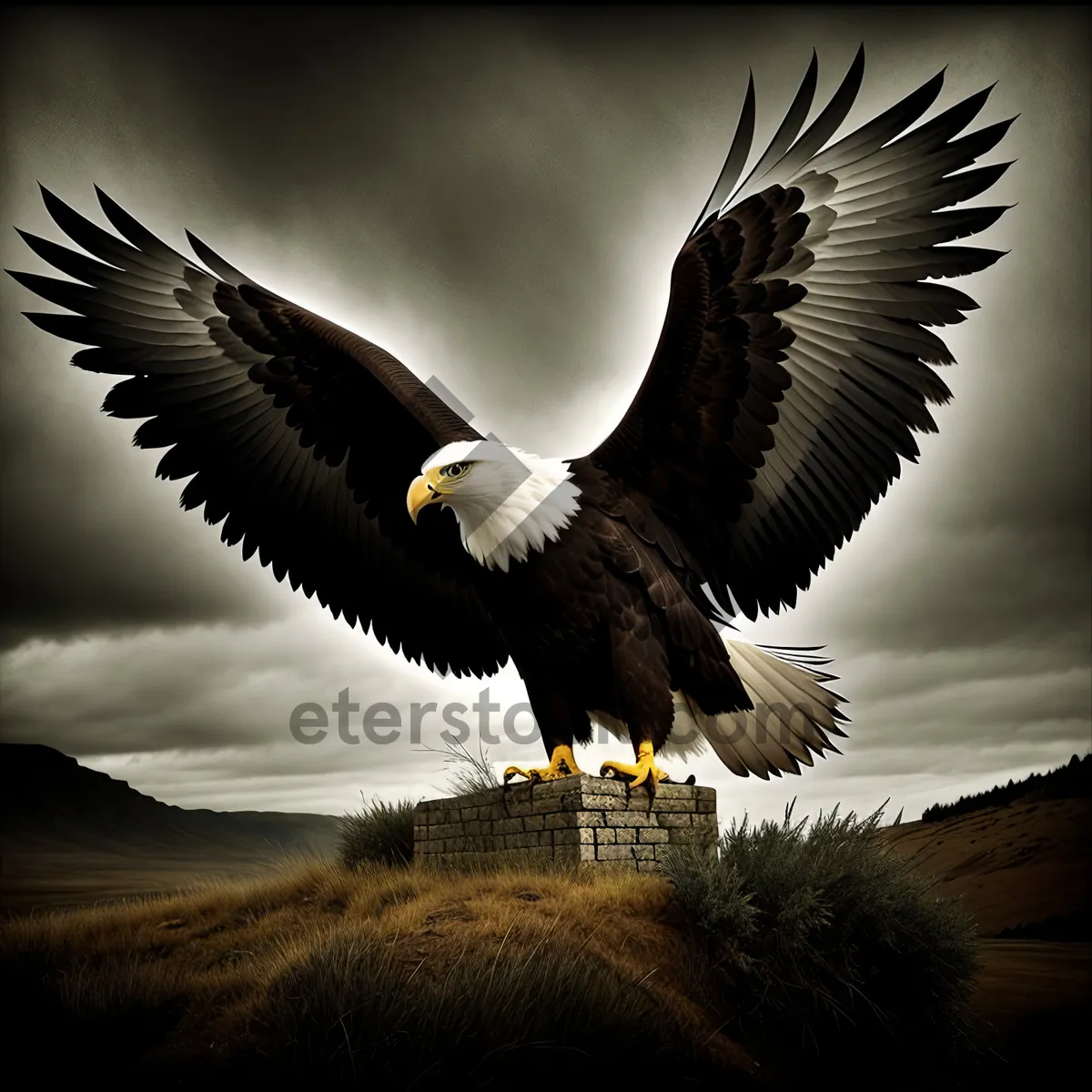 Picture of Majestic Bald Eagle Soaring Through the Sky