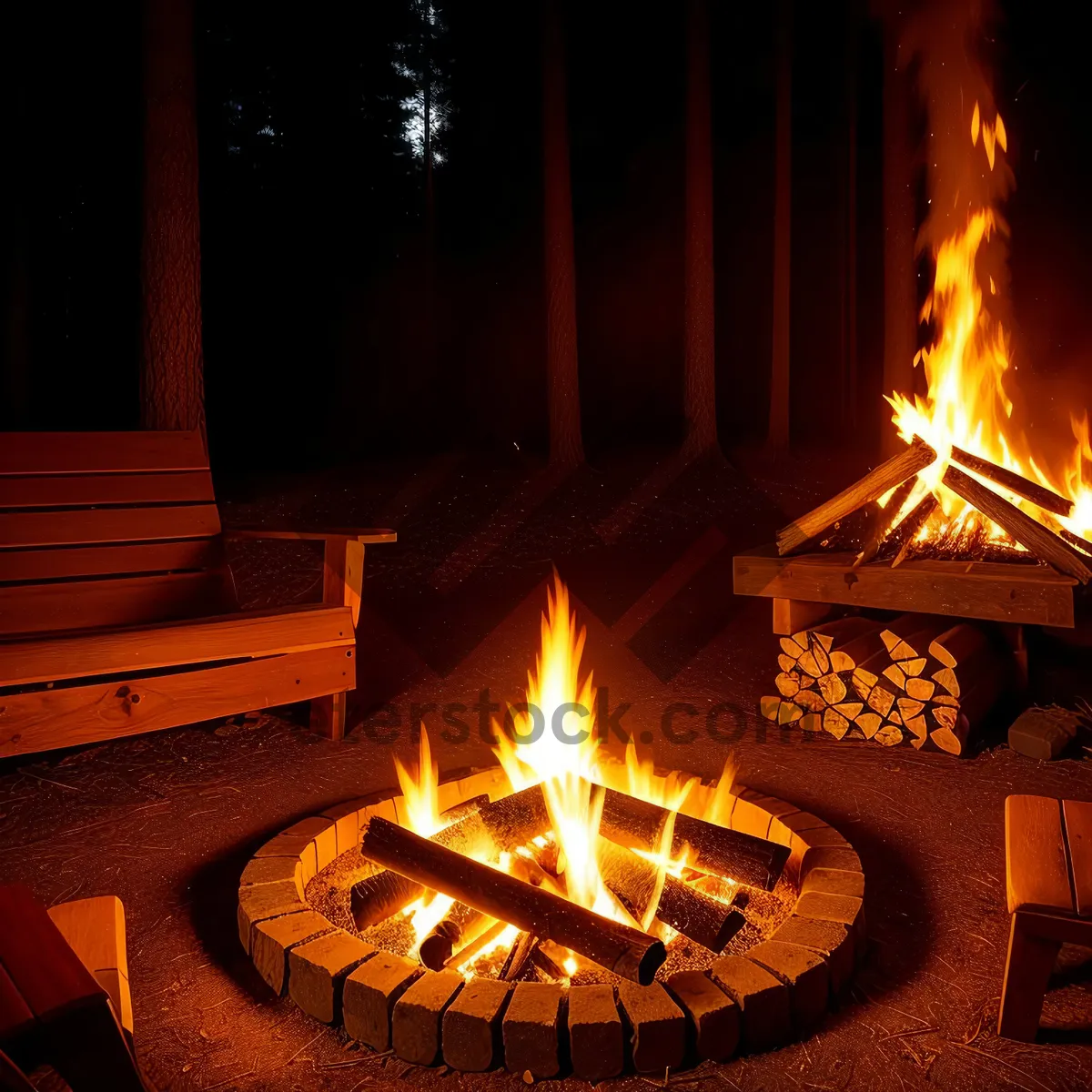 Picture of Fiery Glow: Candlelit Fireplace Illumination