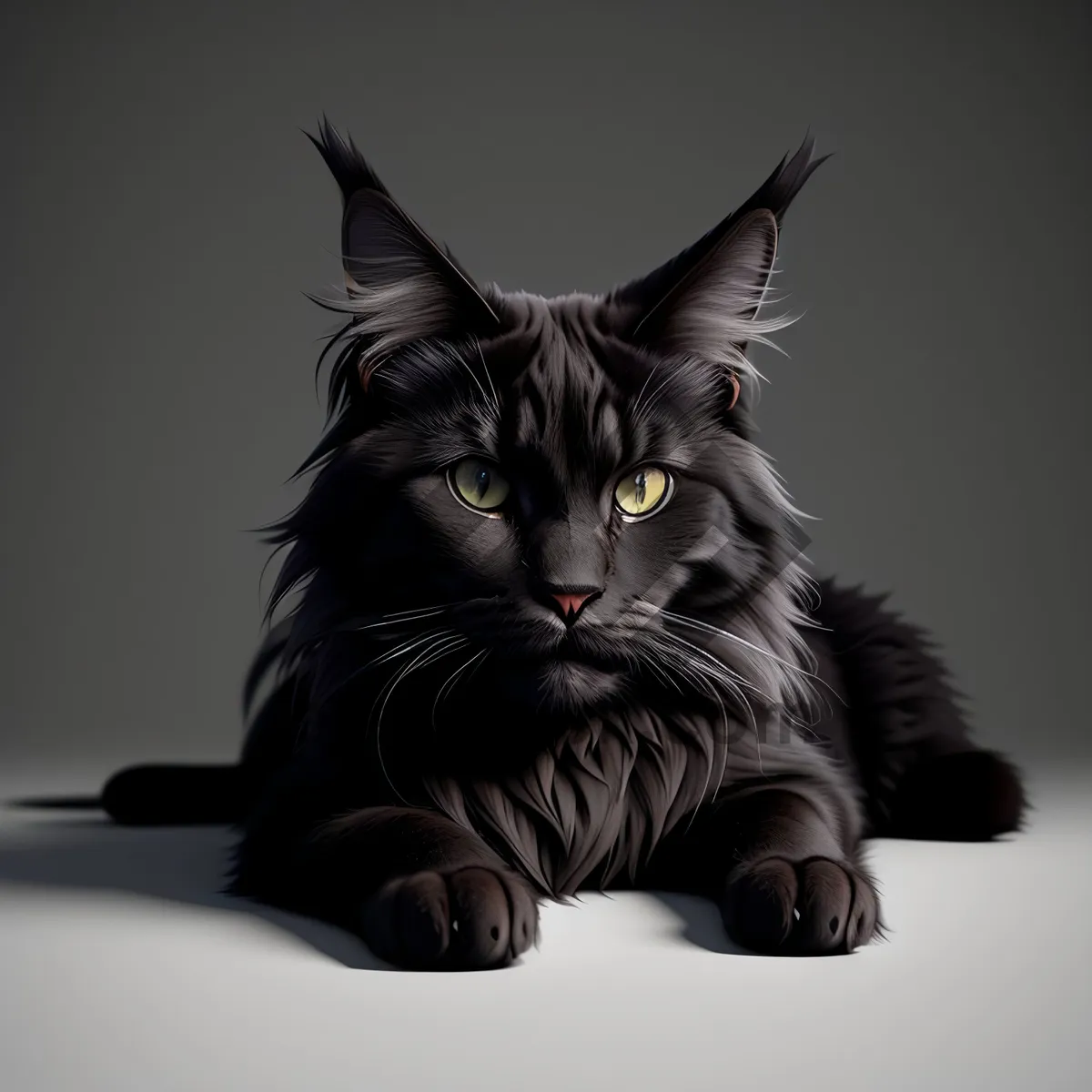 Picture of Fluffy Gray Kitty Staring Curiously
