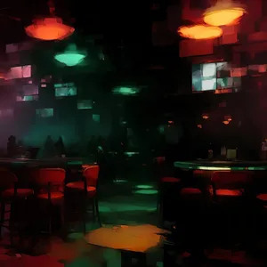 Vibrant night lights at buzzing cabaret spot.