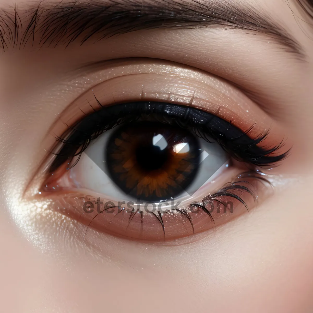 Picture of Bright Closeup of Pretty Eye Makeup Look