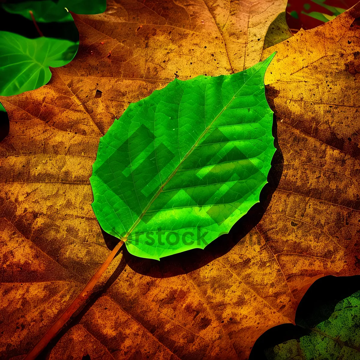 Picture of Wild Ginger's Vibrant Autumn Foliage in Organic Garden