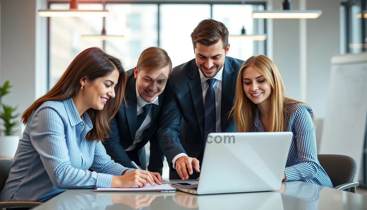 Picture of Professional Business Team Working Together at Office Desk