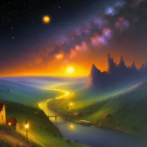 Mystical Night Sky: Celestial Beauty Illuminates the Horizon