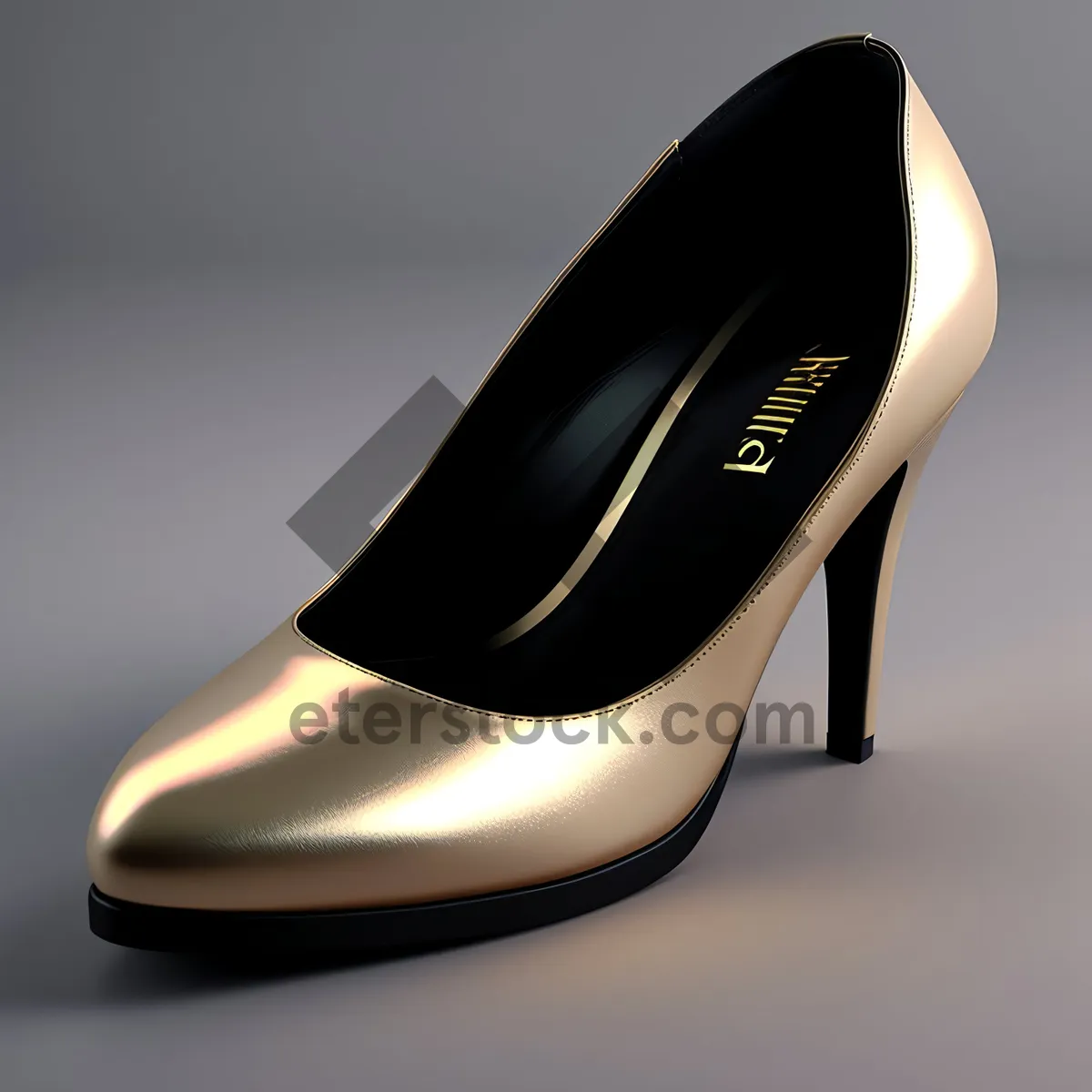 Picture of Black Leather Fashion Shoe with Mouse Button