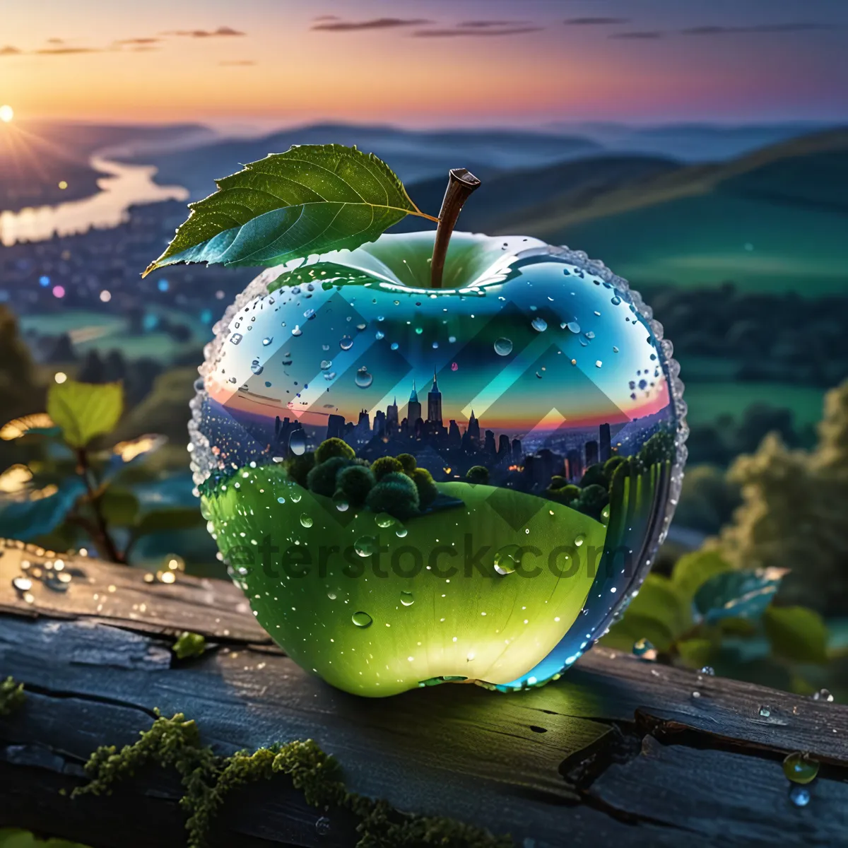 Picture of Delicious Granny Smith apple snack for healthy eating.