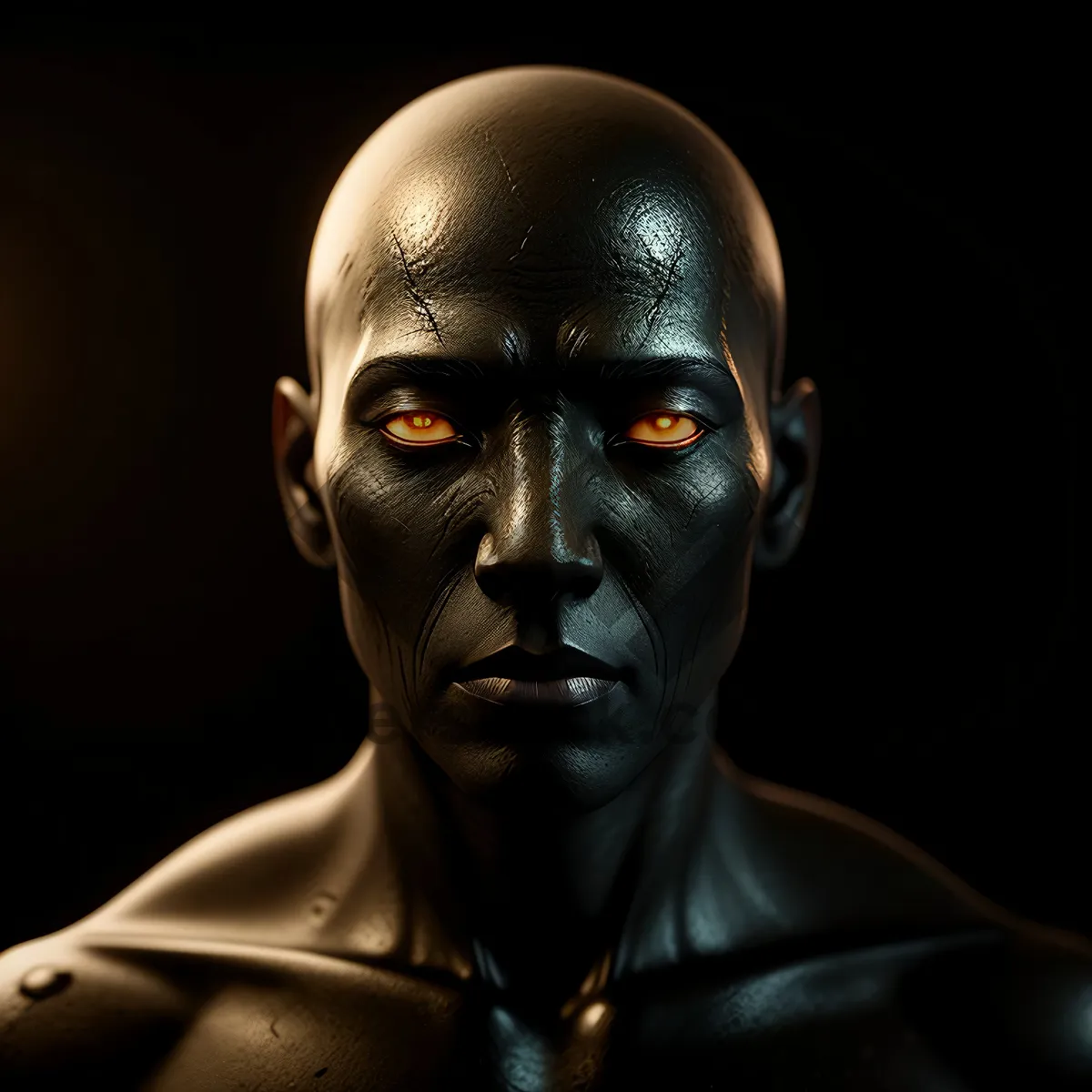 Picture of Abstract Male Sculpture: Captivating Black-Eyed Art Figure