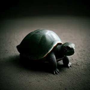 Slow-moving sea turtle with a hard shell