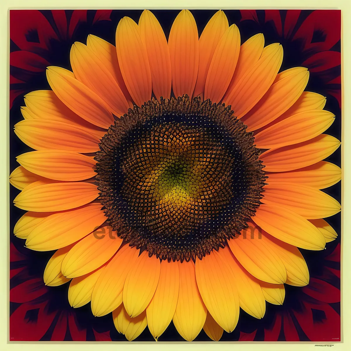Picture of Bright Orange Sunflower Blossom in Sunny Field
