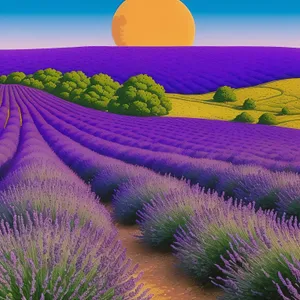 Colorful Lavender Field Under Sunny Sky