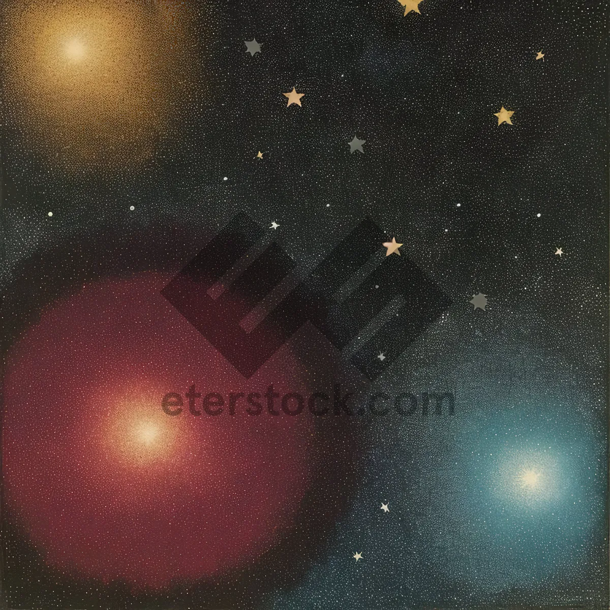 Picture of Starry night sky with glowing celestial bodies