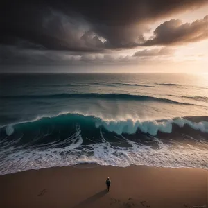Sunset over the Tropical Beach
