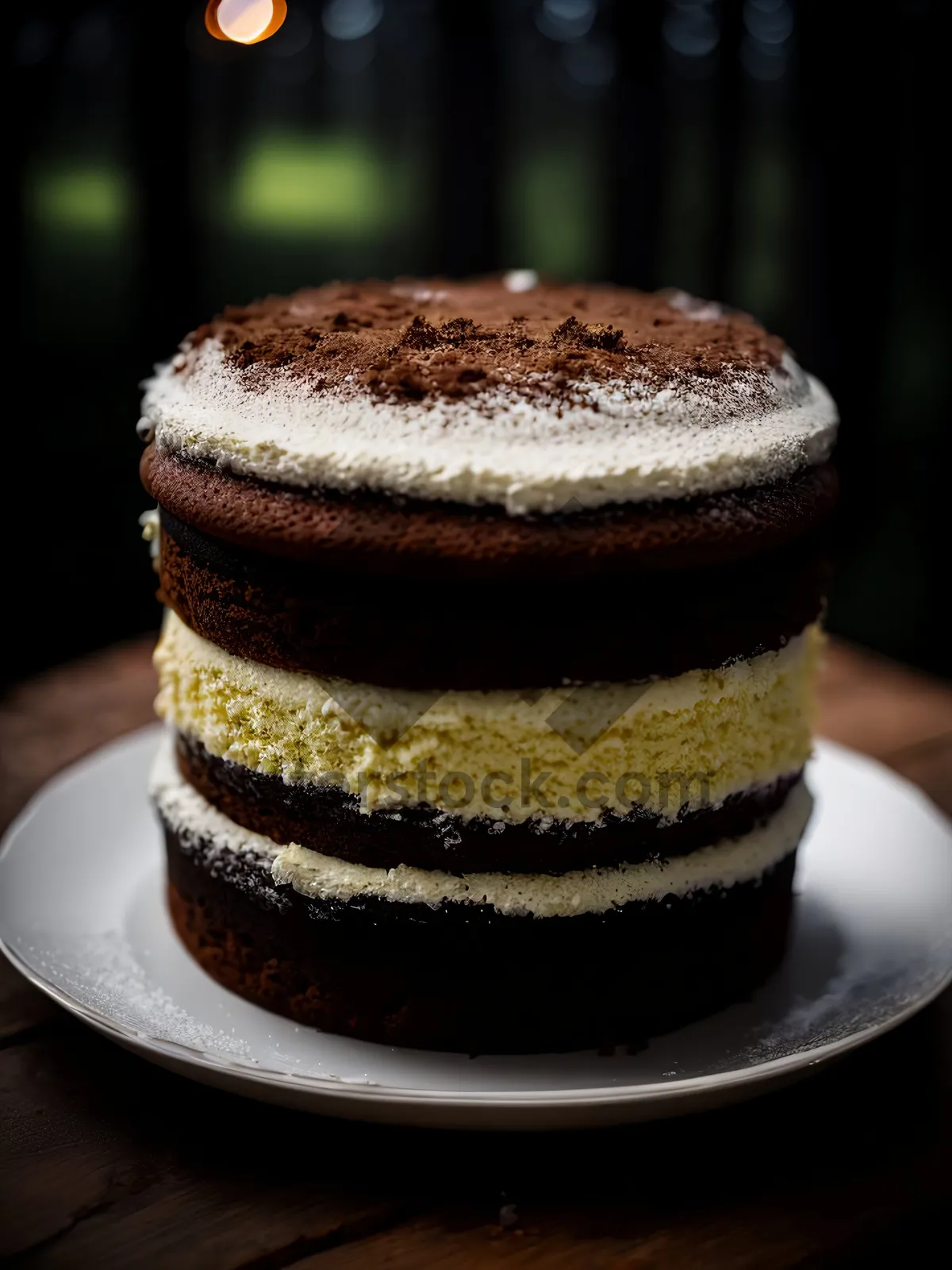 Picture of Delicious Chocolate Cake with Cream and Coffee