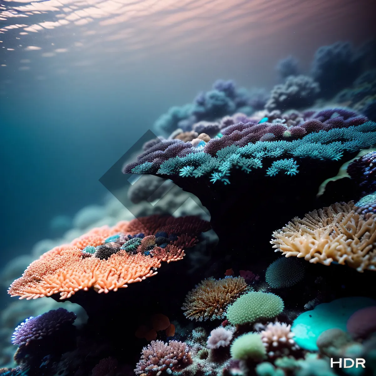 Picture of Sunlit Coral Reef: A Vibrant Underwater Oasis.