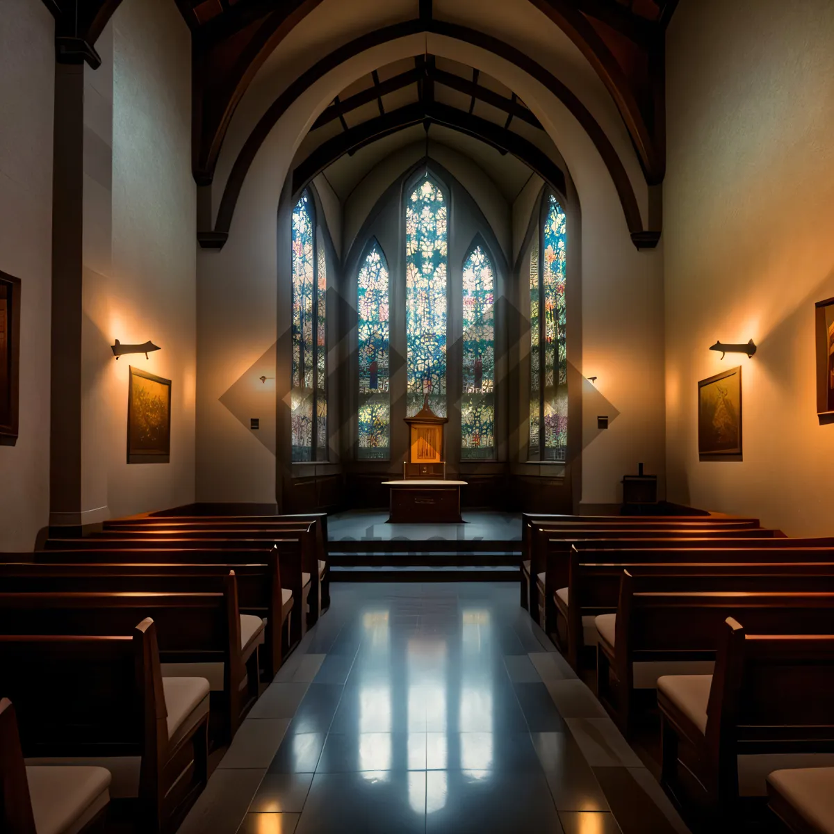 Picture of Historic Cathedral Interior with Ornate Altar