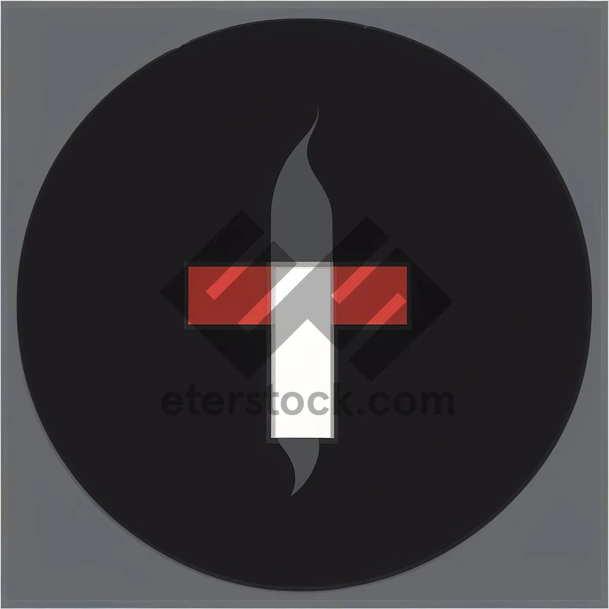 Picture of Round Black Button Symbol with Silhouette and Reflection