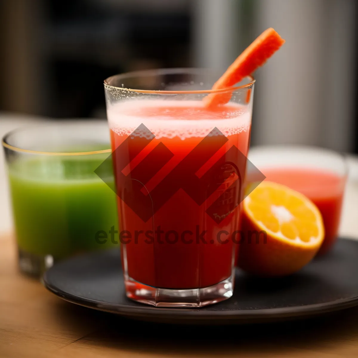 Picture of Fresh Orange Juice with Ice in Glass