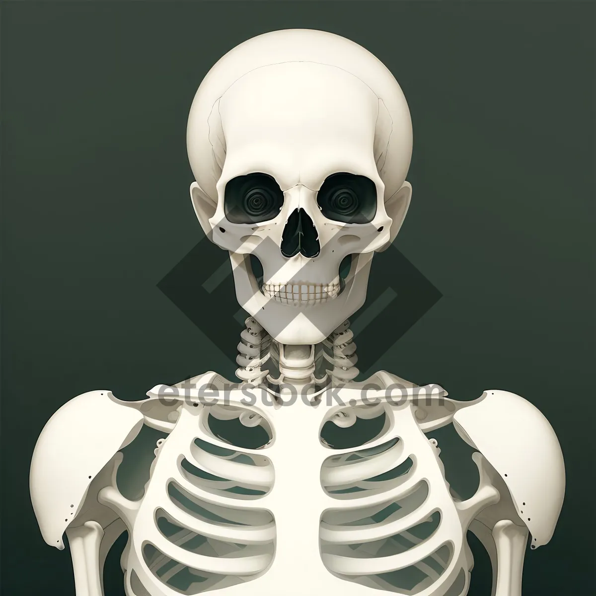 Picture of Terrifying 3D Skeleton Head with Haunting Eyes