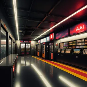 Urban Subway Terminal at Night: Modern Transportation Hub