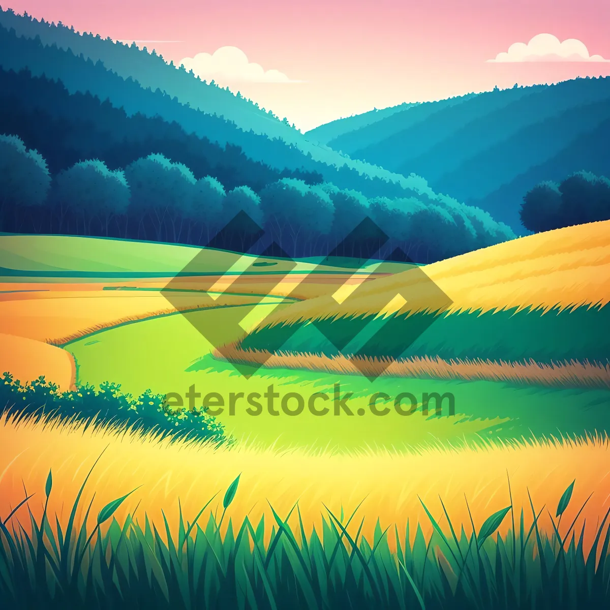 Picture of Serene Summer Sky over Sunlit Meadow