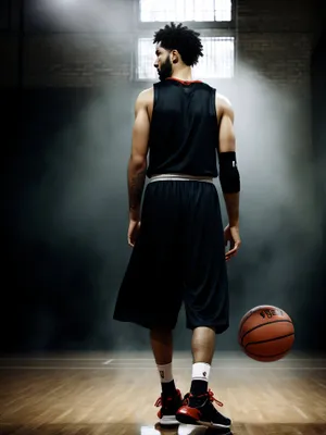 Active Male Athlete Enjoying Basketball Game