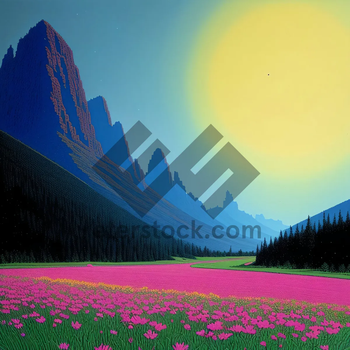 Picture of Vibrant Spring Meadow and Sunny Sky