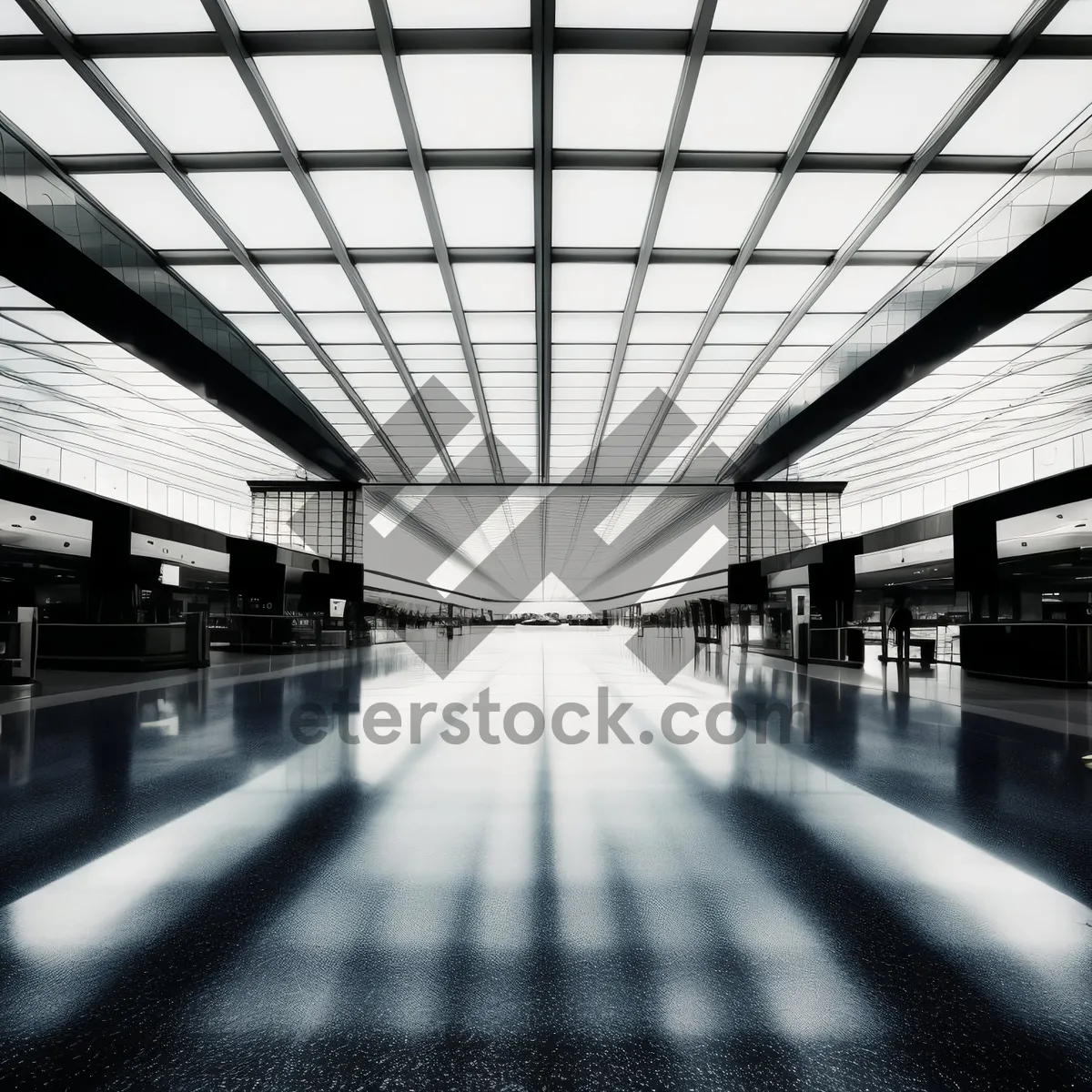 Picture of Futuristic Urban Transit Hub with Glass Corridor