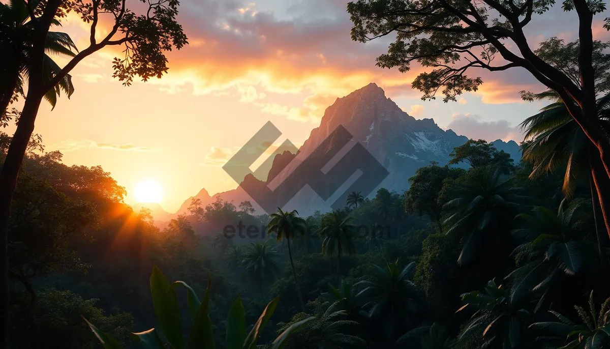 Picture of Sunset Skyline in Mountain Park Landscape
