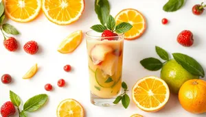 Fruit Cocktail with Fresh Citrus Garnish in Glass