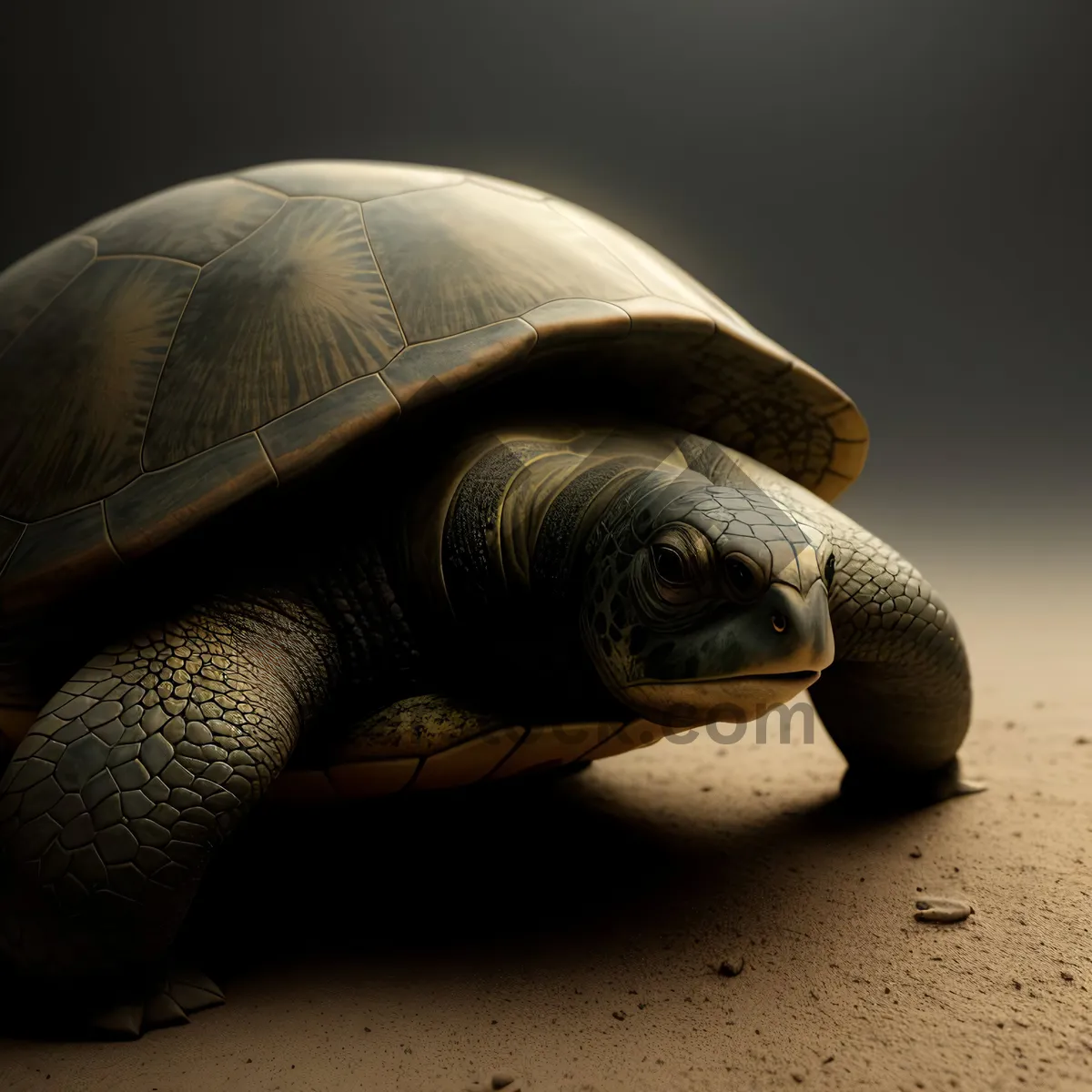 Picture of Protected Reptile in its Mud Shell: Turtle