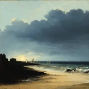 Serene Sunset Over Coastal Waves