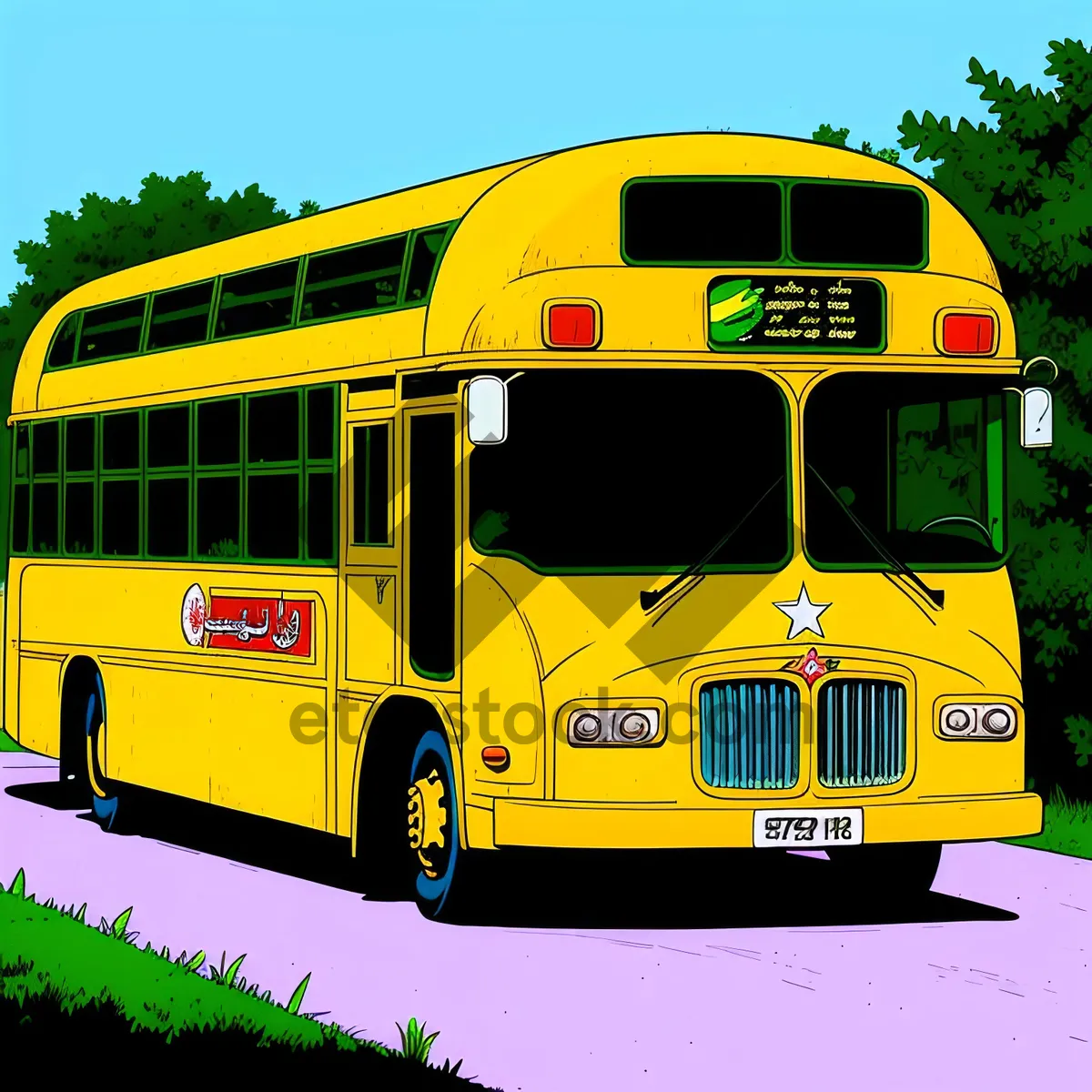 Picture of School Bus on Road - Public Transport