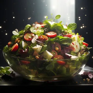 Delicious Vegetable Salad in Glass Container
