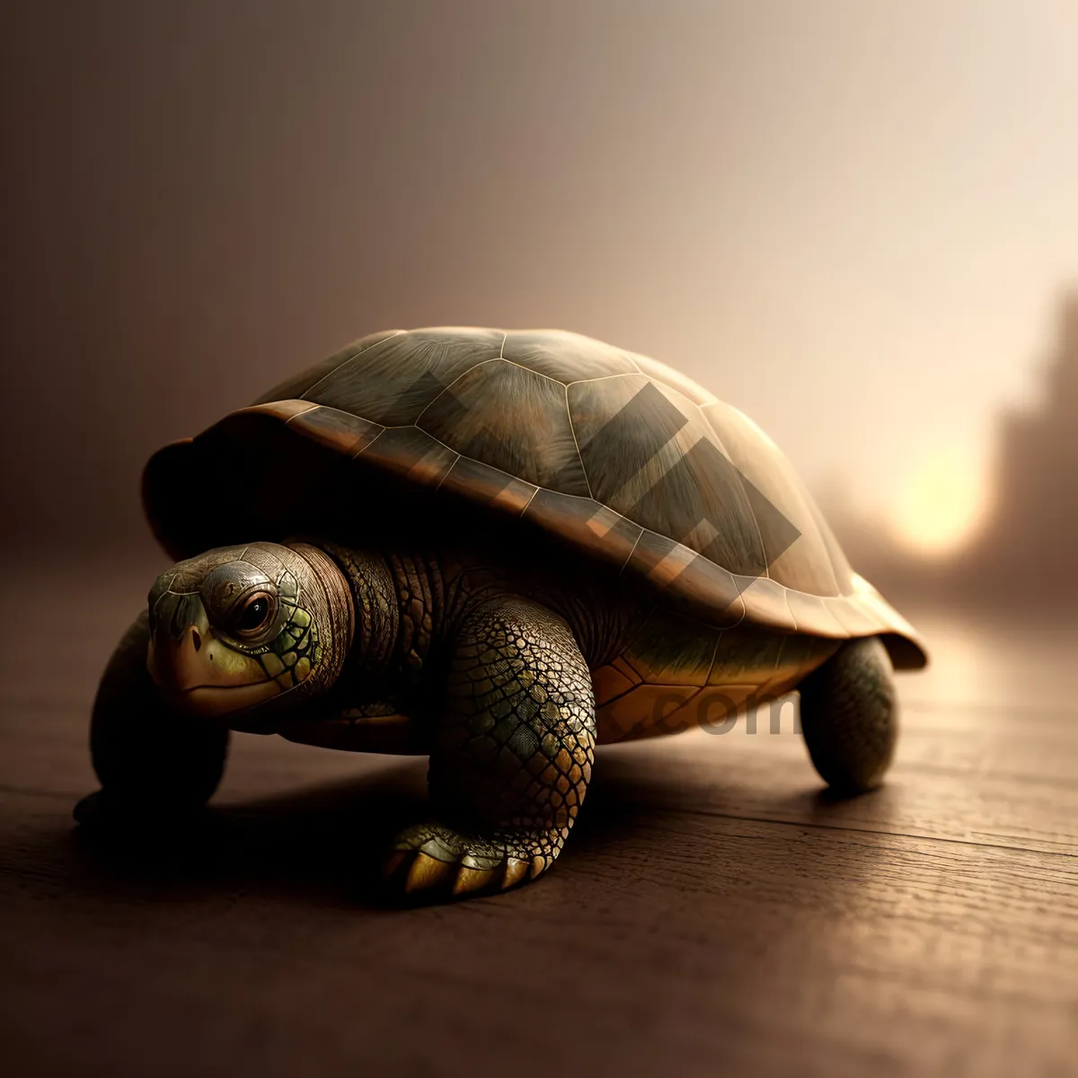 Picture of Aquatic Turtle in Shell, Slow and Cute