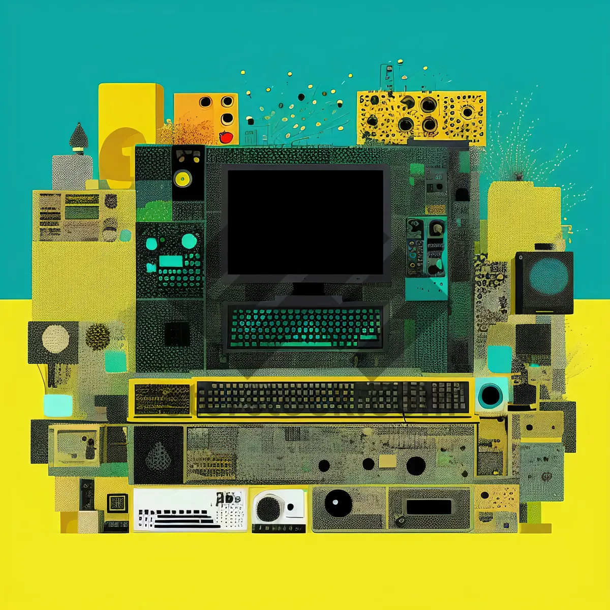 Picture of Electronic circuit board with microchips and processor.